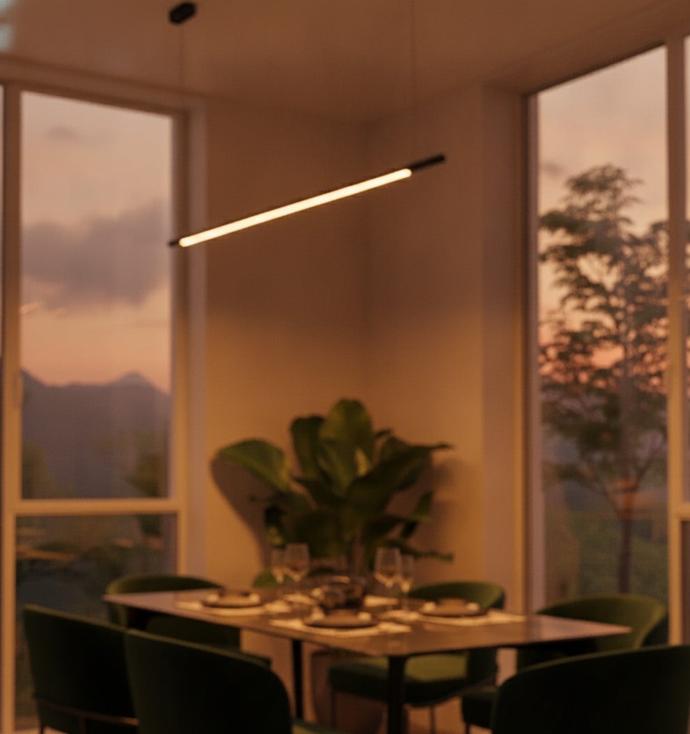 Lyora Strakke hanglamp zwart aluminium 120 cm