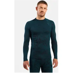 Odlo, Herren, Funktionsshirt, Performance Warm Blackcomb Bl Crew (XL), Blau, Weiss, XL