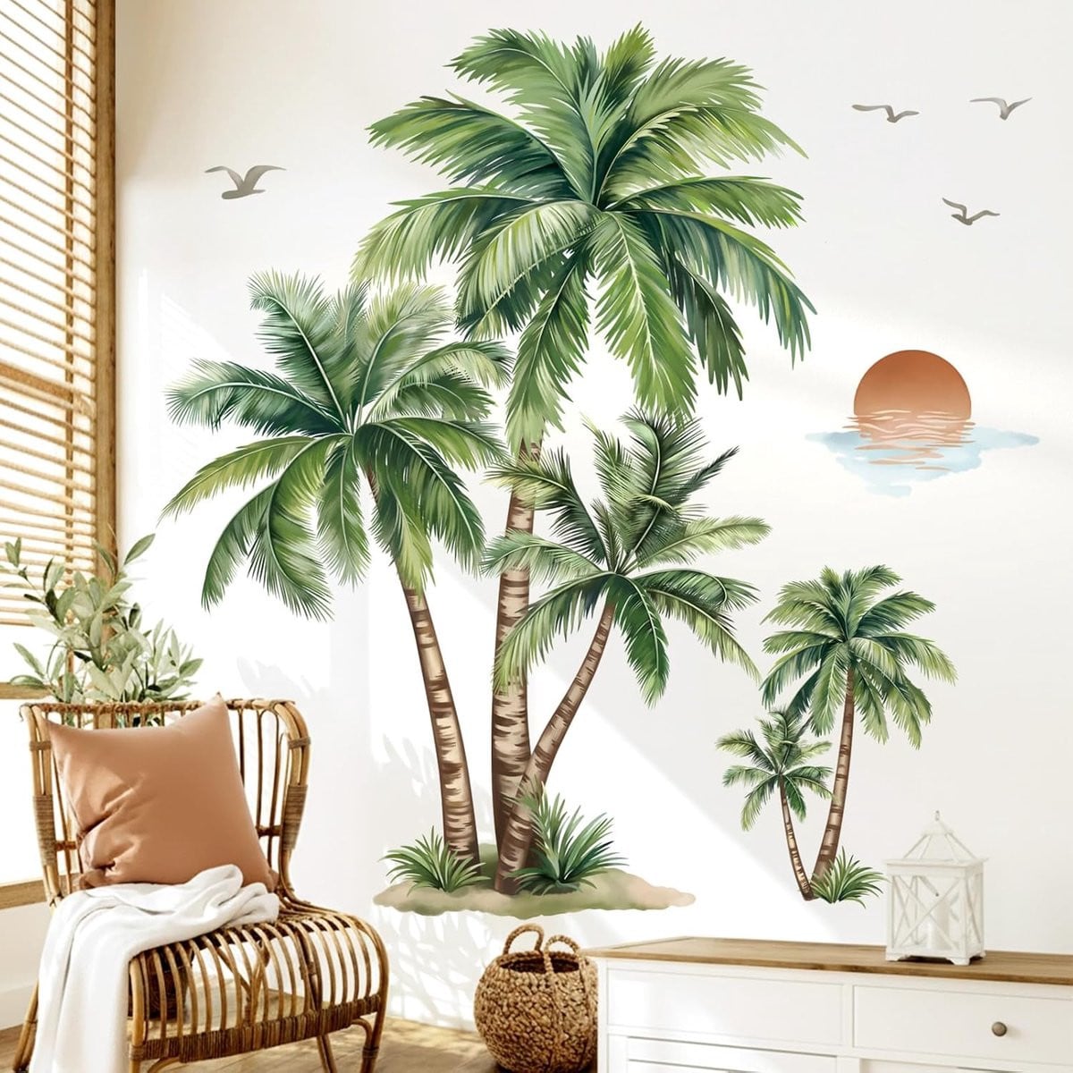 ShopVlot Wandstickers palmboom groot - tropische planten - zelfklevend PVC
