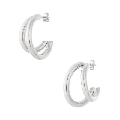 Paar Creolen ADELIA´S "Ohrringe Creolen aus Edelstahl mit doppelter Form", Damen, Gr. Damen, Edelstahl, silber (silberfarben), Ohrringe, Modisch gestalteter Modeschmuck mit doppelter Creolenform