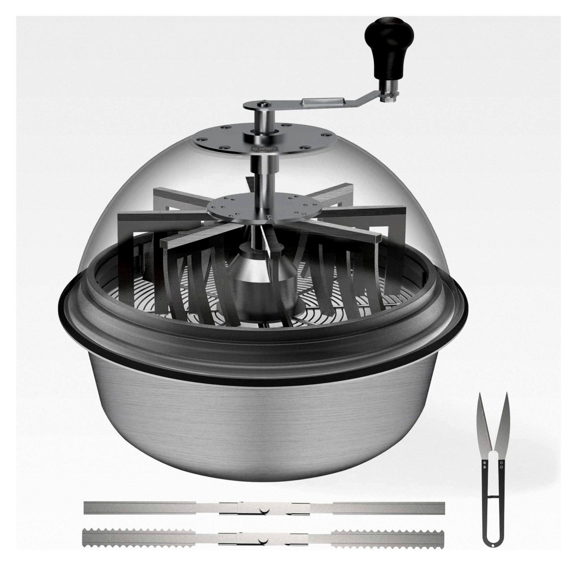 Bud Bowl-Trimmer 43 cm, transparente Sichtkuppel mit scharfen Edelstahlklingen, zum Drehen und Schneiden von Blättern, Buds, Blüten und Hydrokultur-Pflanzen