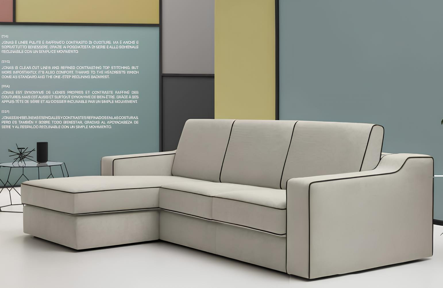 Alfitalia Moderne L-vormige hoekbank Luxus in beige textiel