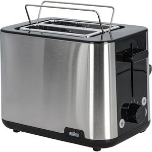 Braun Toaster PurShine HT1510BK, 8 Röststufen & Auftaufunktion, schwarz, 900W, Kunststoff, mit Brötchenaufsatz, für 2 Scheiben