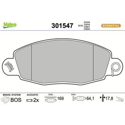 VALEO Bremsbelagsatz, Scheibenbremse FIRST 301547 Vorderachse für Ford