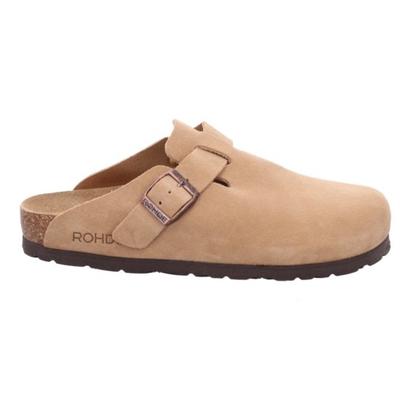 Clog ROHDE "Alba", Damen, Gr. 37, beige, Veloursleder, used, Schuhe Clog, Leder Mules, Hausschuh mit leichter Laufsohle in Weite G (weit)