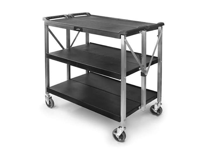 LACOR - 66241 Servierwagen, zusammenklappbar, 3 Fächer, 30 kg/Ablage, Verriegelungsriegel, Edelstahl, Polypropylen, 68,5 x 41 x 91,5 cm