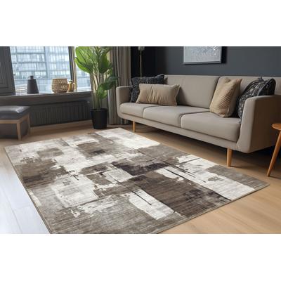 Teppich OBSESSION "Posh 300", grau (taupe), B:230cm H:12mm L:330cm, Polyester, Teppiche, Teppich, modernes Design, bedruckte Qualität, Wohnzimmer
