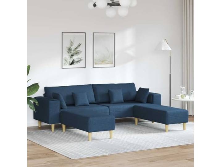 pokgdf 3 Sitzer Sofa Blau Stoff Couch Atmungsaktiver Stoff, Stabile Holzbeine, Federkissen, Sperrholzrahmen, Einfacher Aufbau