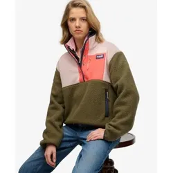 Superdry für Damen. W5012073A Grüner Colour Block Pull On Fleece (M), Lässig, Recyceltes Polyester