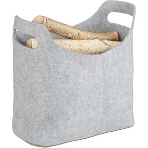 Relaxdays Kaminholztasche 10021972, grau, aus Filz, 40 x 39,5 cm