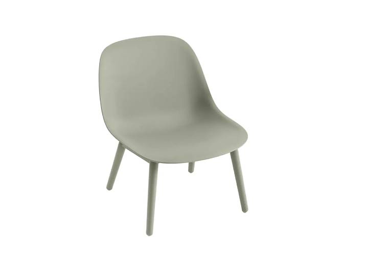 Muuto Chaise lounge Fiber wood base dusty green, pieds dusty green