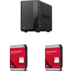 Synology DiskStation DS225+ WD Red Plus NAS Festplatte - 8 TB, 256MB (2 x 8 TB, WD Red Plus), NAS, Schwarz