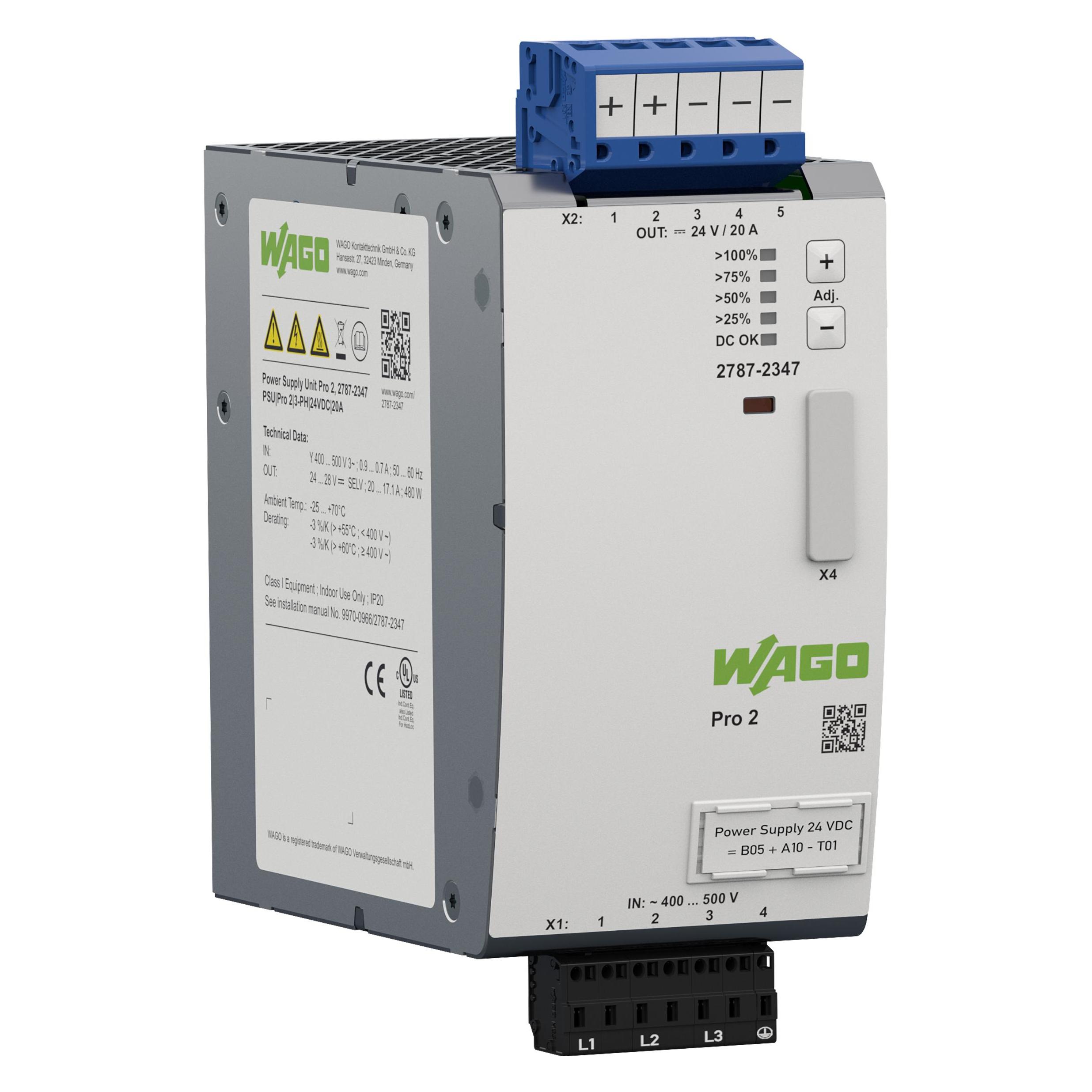 Wago Stromversorgung Pro 2 2787-23473-phasig Ausgangsspannung DC 24 (2787-2347)