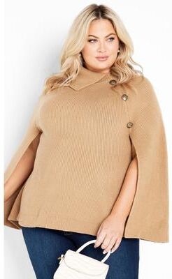 Plus Size Women's Dani Button Cape by Avenue in Stone (Size 22/24)