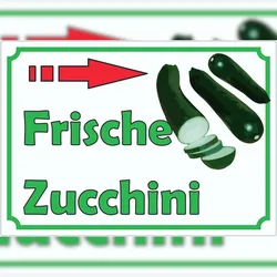 HB-Druck Frische Zucchini Werbeaufkleber mit Pfeil nach rechts  Hofladen Verkaufsförderung A2 (420x594mm)