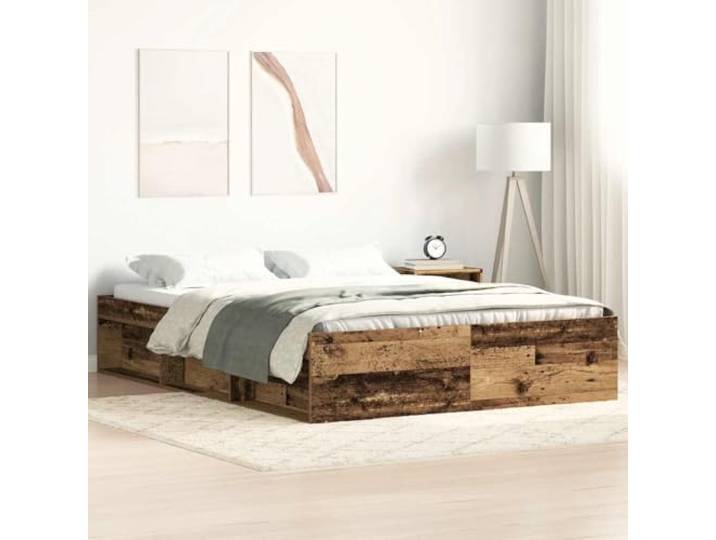 RJPLMFV Bettgestell, 140 x 200 cm, Holz Ohne Matratze, Lattenrost inklusive, Aufbewahrung unter dem Bett, langlebig und stabil
