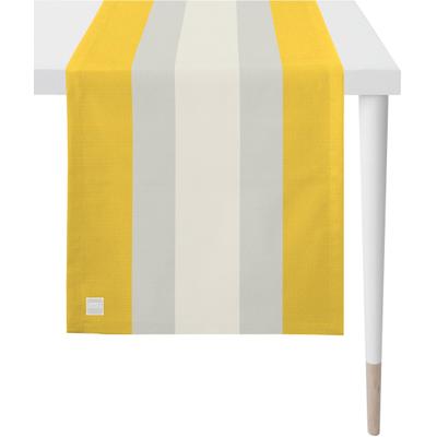 Tischläufer APELT "3962 Outdoor, Sommerdeko, Sommer", gelb, B:46cm L:140cm, Polyester, Tischdecken, Panamastreifen