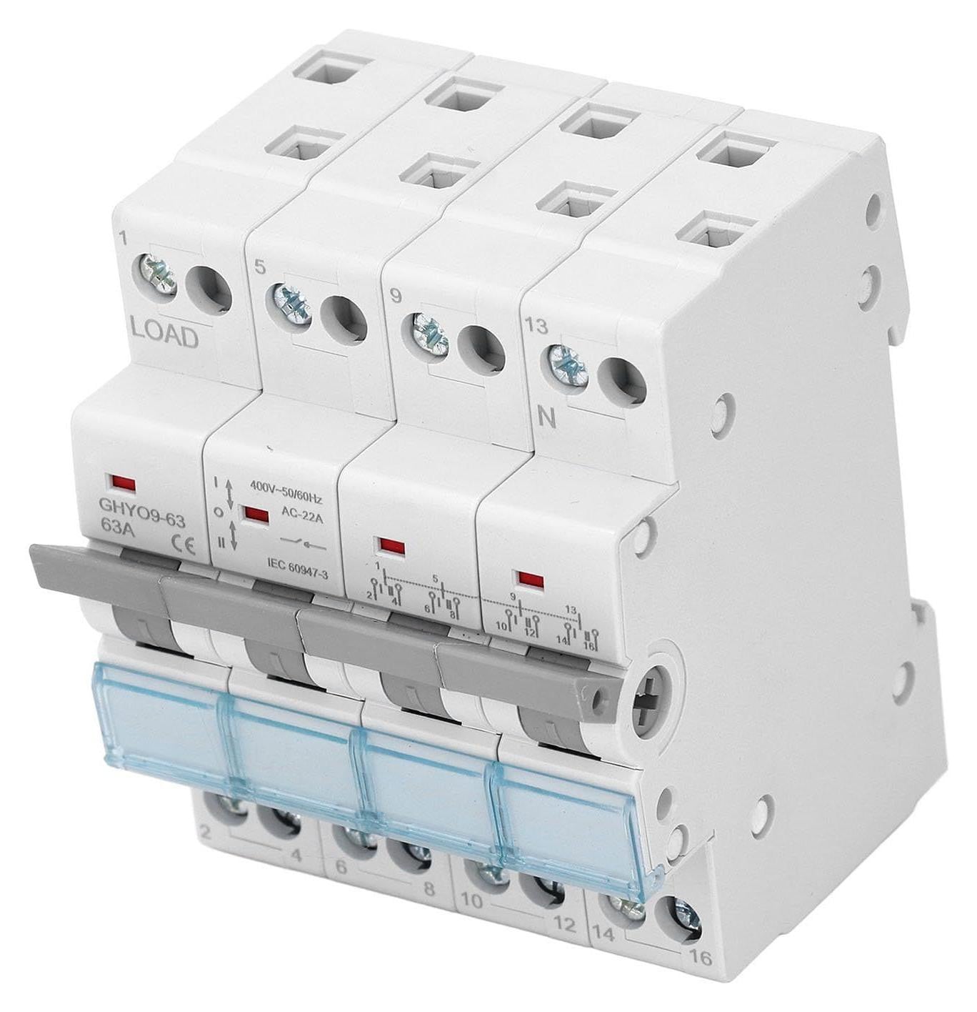 Lustrens Handmatige transferschakelaar met dubbele voeding, DIN-rail 4P 63A