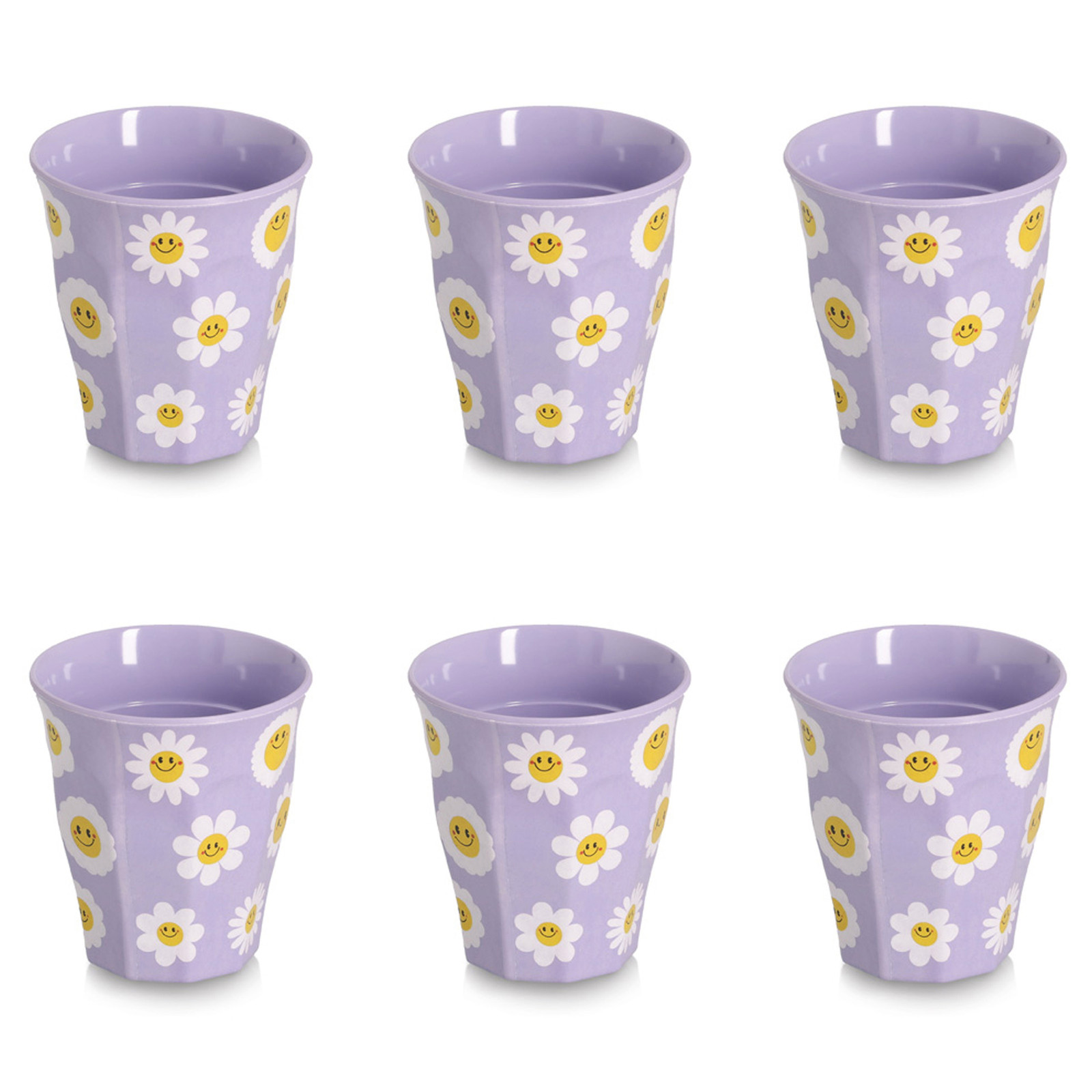 home24 Drinkbeker Happy Flower set van 6 violet Ø 9cm