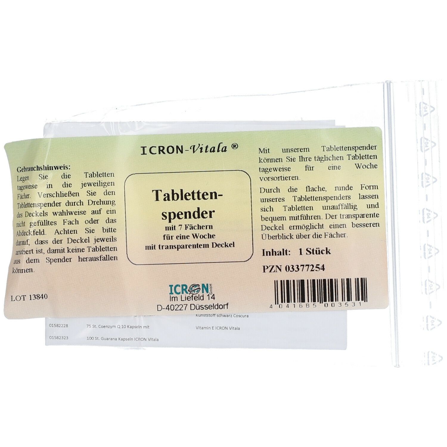 Tablettenspender Icron 7-Fächer transp.Deckel rund 1 St Spender