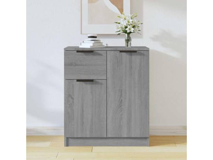 HEFZGDB Sideboard Grau Sonoma 60x30x70 cm aus Holzwerkstoff mit glatter Oberfläche, modernes Sideboard zur Raumerweiterung mit Vier Fächern und Einer Schublade, minimalistisches für mehr