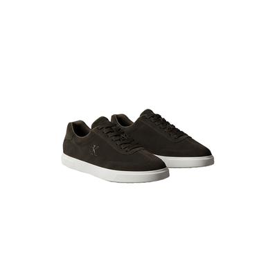 Sneaker CALVIN KLEIN "LOW PROF CUPSOLE WT SU", Herren, Gr. 44, Textil, dunkelbraun, Leder, aufgeraut, unifarben, Basic, Schuhe Sneaker, Freizeitschuh, Halbschuh, Schnürer mit CK-Logo an der Schnürung