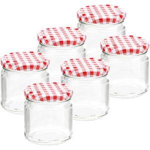 Böttcher-AG Einmachglas Karodesign, mit Schraubdeckel, 210 ml, zum Einkochen, luftdicht, Twist-Off, 6 Stück