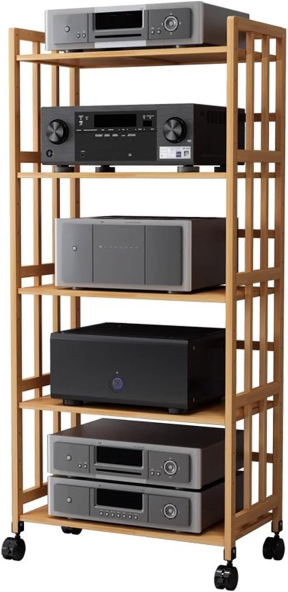 Audio Rack Bamboe - Verstelbaar Hifi Meubel voor Audiovisuele Opslag - Breedte: 50 cm