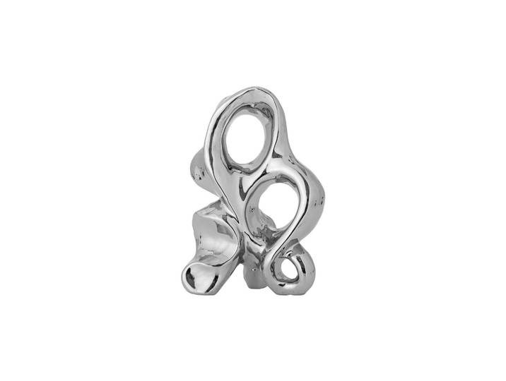 Objet de décoration H27 cm en grès argenté Vinini
