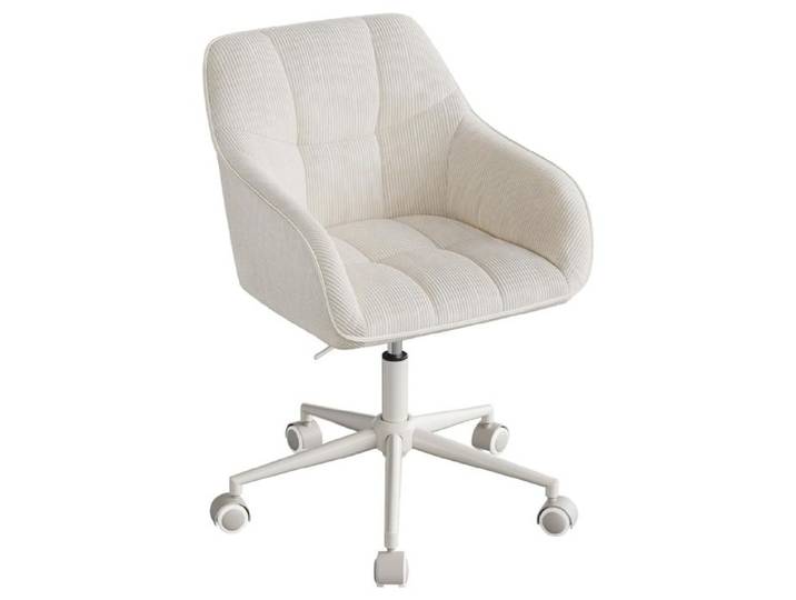 WOLTU Chaise de Coiffeuse & Bureau Pivotante Rembourrée - Réglable Ergonomique pour studio chambre Chenille Blanc