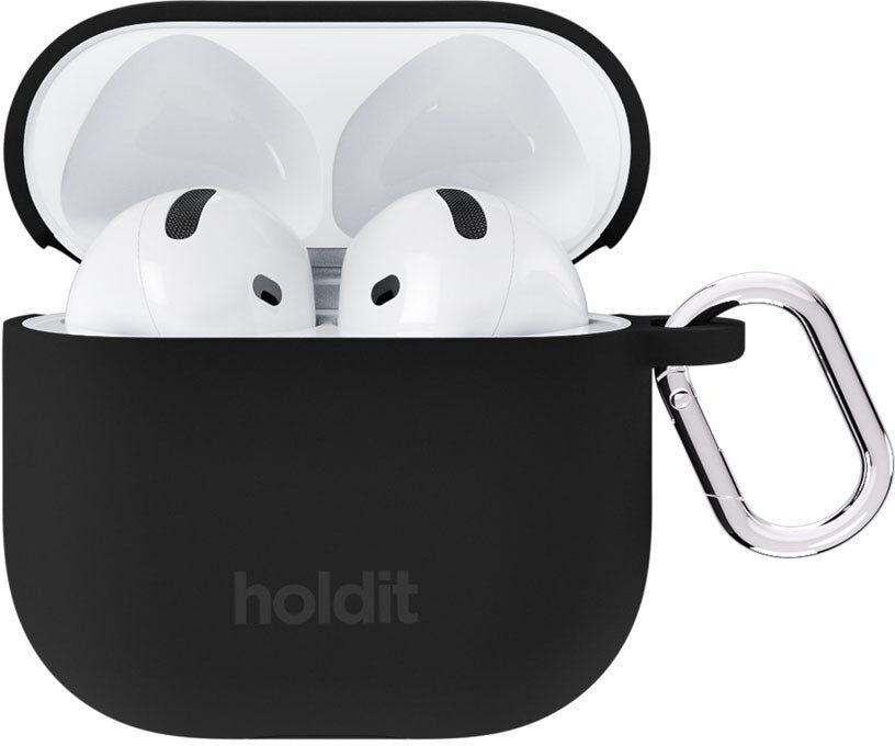 Apple AirPods (4. Gen.) Holdit Silicone Case m. Karabinhage - Black
