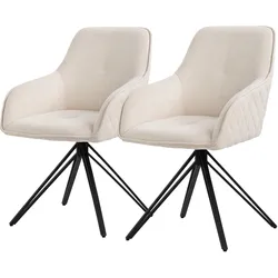 ESSZIMMERSTUHL 2er Set drehbar Creme Webstoff