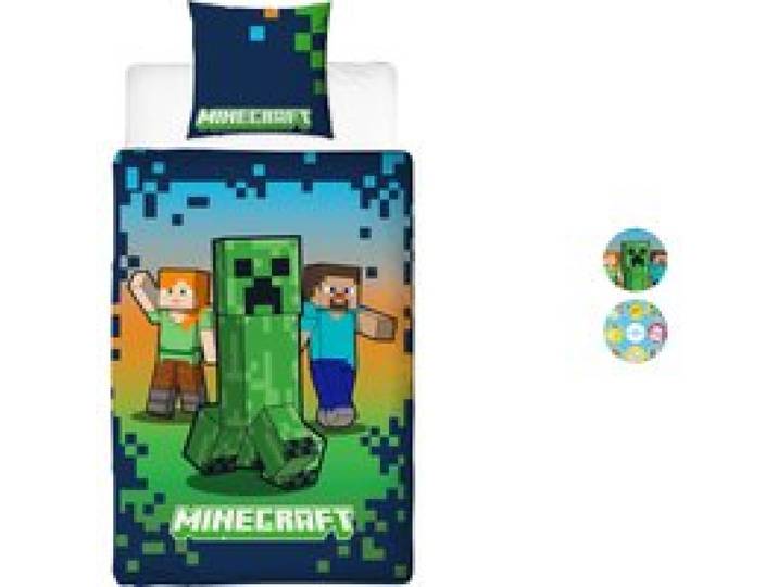 Parure de lit réversible Minecraft ou Pokémon, 140 x 200 cm.
