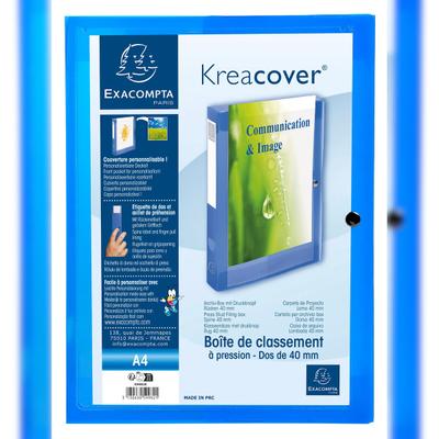 Exacompta 59982E 5x Archivbox mit Druckknopf aus PP 700µ, Rücken 40mm, 25x33cm für DIN A4 - Kreacover - Blau