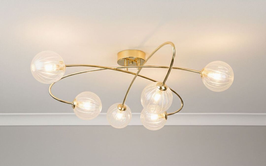 Firstlight Glass Flush Mount Brass 27cm H X 62cm W X 62cm D