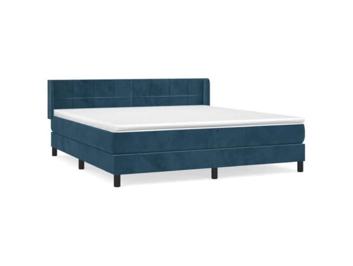 PUGYNBK Boxspringbett, Samt, Dunkelblau, 160 x 200 cm Verstellbares Kopfteil, Taschenfederkernmatratze, mittlere Festigkeit, weicher Schutz