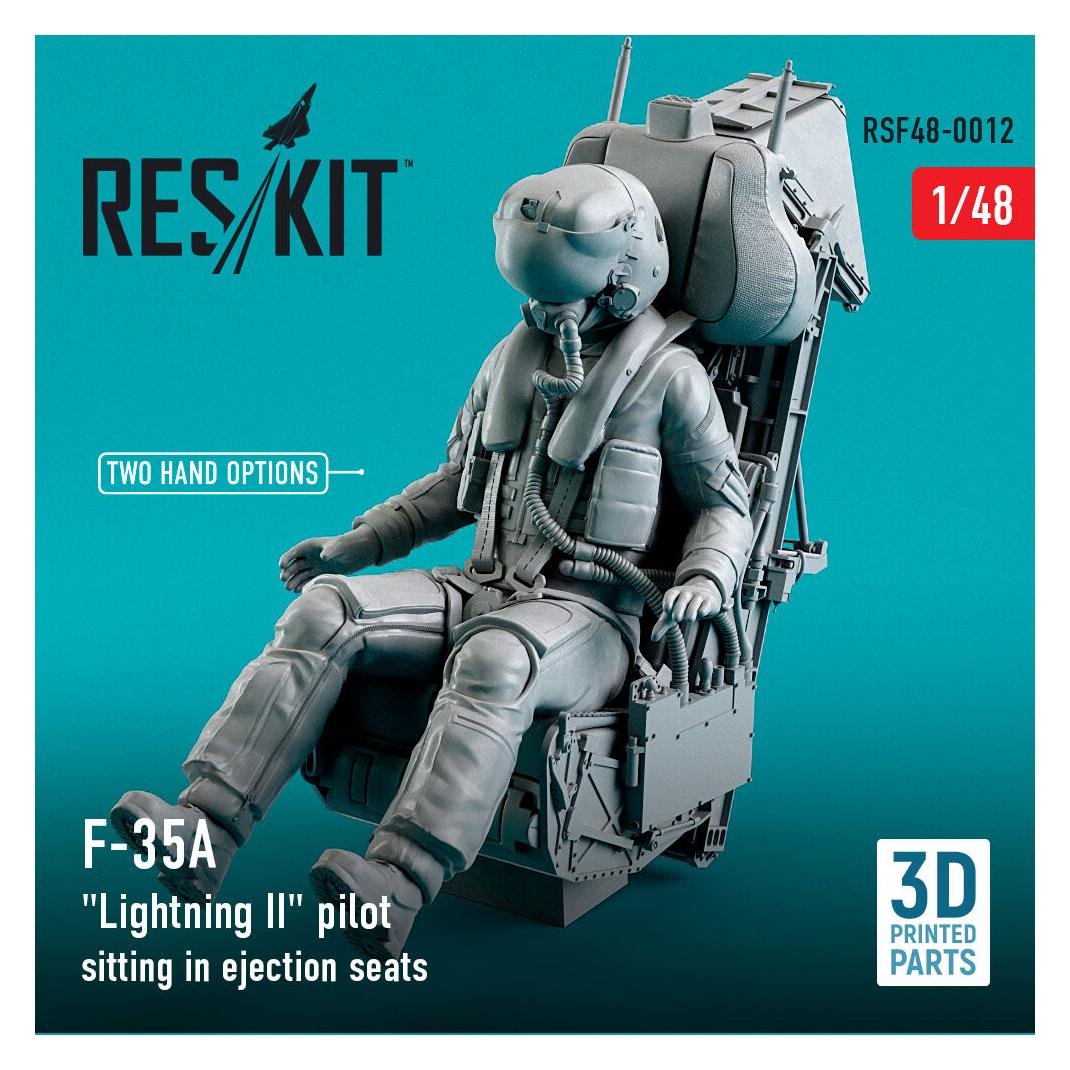 ResKit F-35 (A,B,C) Lightning II pilot sitting in late modification ejection seats (type 1) (3D Printed) (RSF48-0012)
