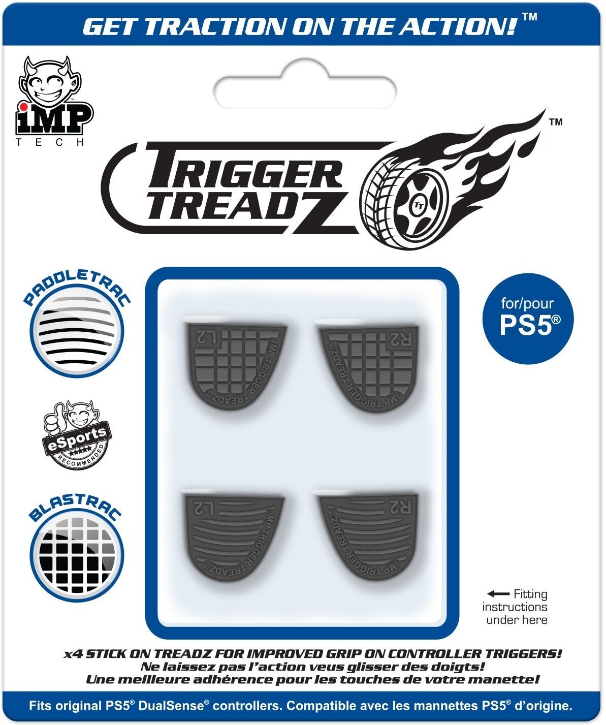 Tech Trigger Treadz 4 Pack for PS5 - Black, 4-piece pack for improved grip and traction