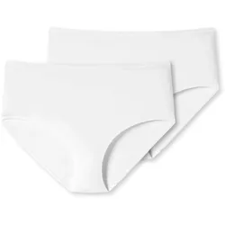 SCHIESSER Damen Slip 2er Pack - Midi-Slip, Cotton Stretch, uni Weiß / S