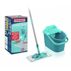 LEIFHEIT Set PowerClean Bodenwischer inkl. Wischbezug & Eimer, 6l