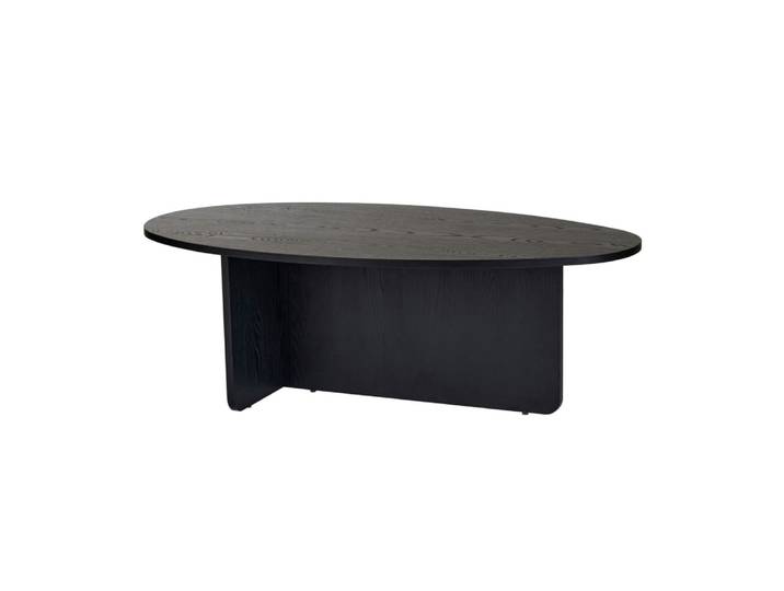 Table basse moderne ovale décor bois noir