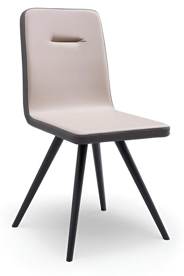 Exclusieve designer eetkamerstoel AEA in beige met houten poten