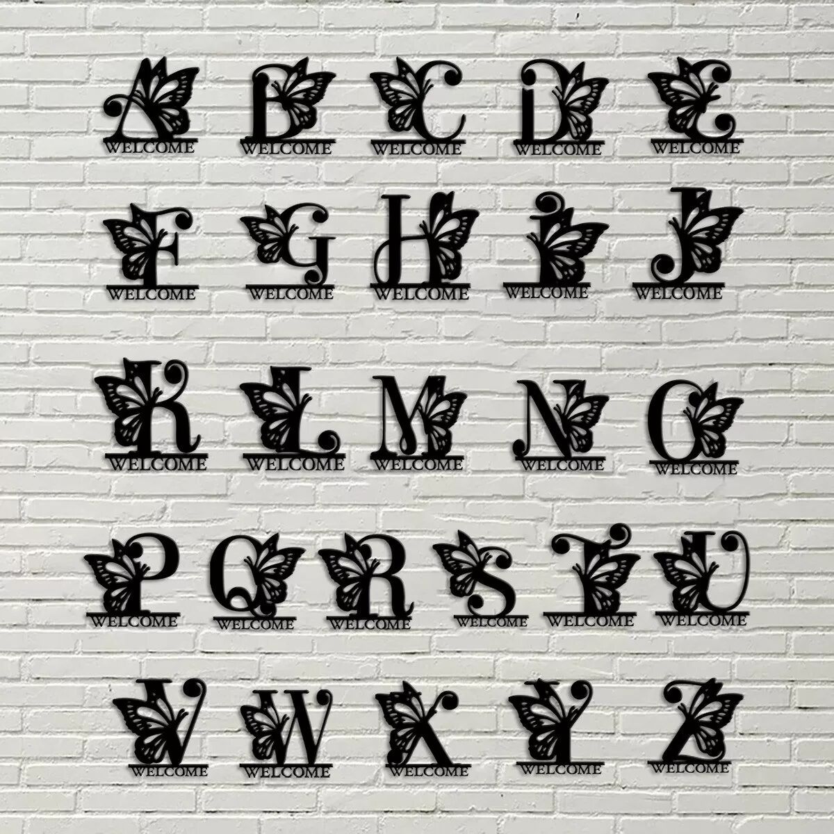 INF Schwarzes Schmetterling Metall Wanddeko Schild - Dekorative Buchstabenplakette für Innen und Außen