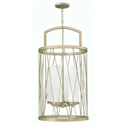 Deckenleuchte Pendellampe Hängeleuchte Metall Glas Silber D 53,3 cm 4 Flammig