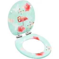 vidaXL Toilettensitz mit Soft-Close-Deckel MDF Flamingo-Design