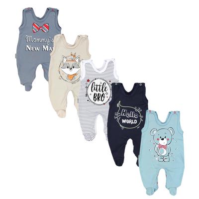 Strampler TUPTAM "Strampler Baby Strampler mit Aufdruck Spruch 5er Pack", Mädchen, Gr. 50, N-Gr, blau (junge), Obermaterial: 100% Baumwolle CO., Overalls