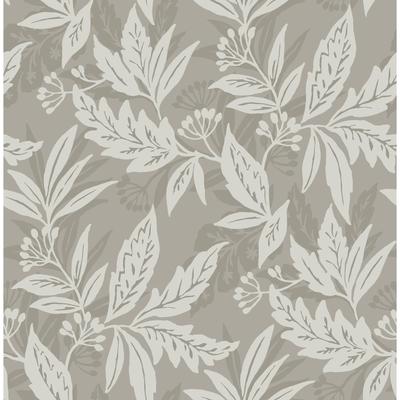 A-Street Prints Anita Pewter Woodland Floral Wallpaper