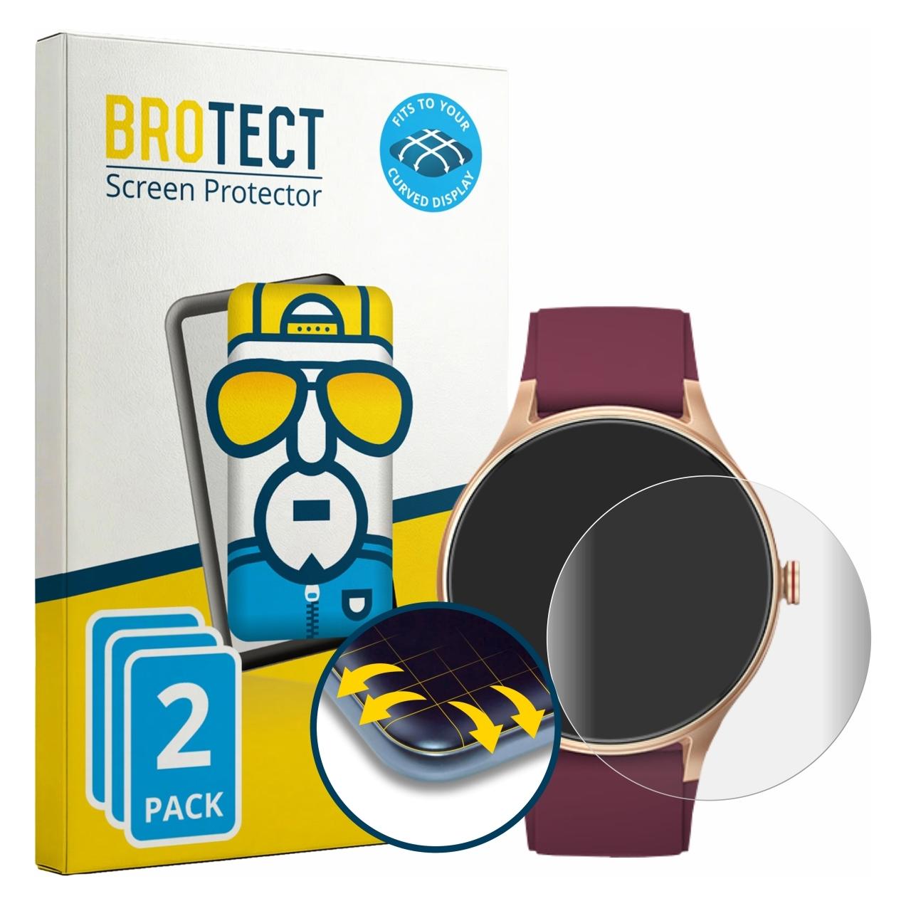 Brotect Fullscreen für Fitpolo Smartwatch 1.57" Schutzfolie Displayschutz Folie Klar Transparent (5164887)