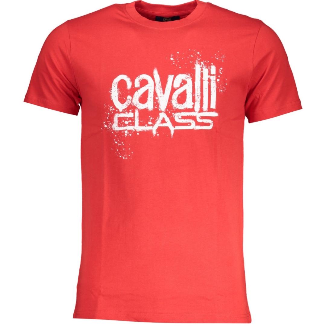 Cavalli Class Verfspatten Logo Rode T-Shirt