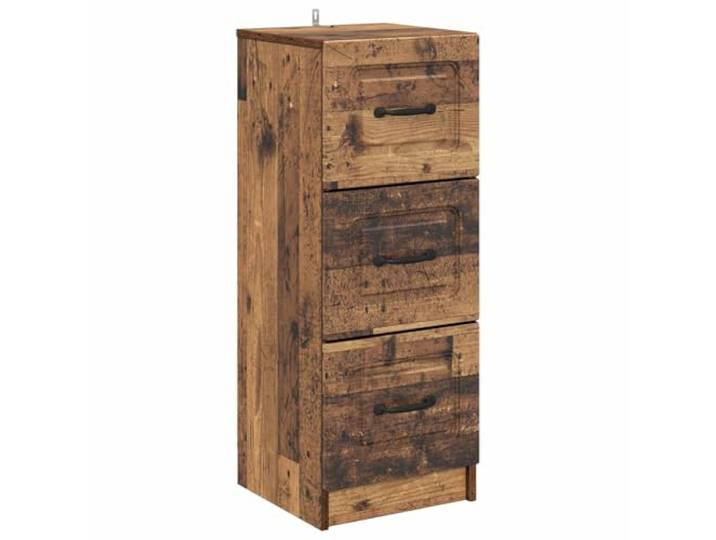 NKOPPFG Schubladenschrank Altholz 33 x 34,5 x 87 cm Holzwerkstoff Moderner Schubladenschrank, rechteckiges Design, Holzwerkstoff, Bogenöffnungen, viel Stauraum